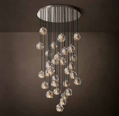 Crystal Ball Clear Glass Round Cluster Chandelier 14 inch