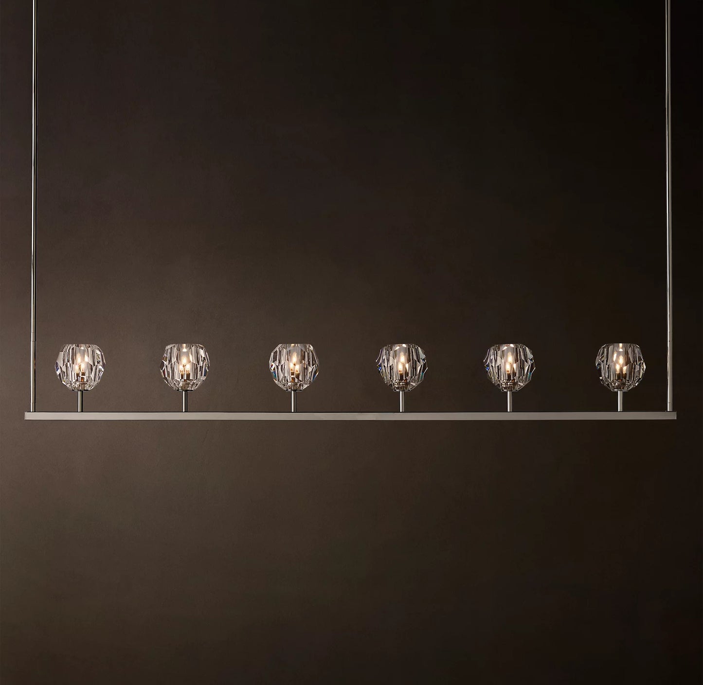 Crystal Ball Clear Glass Linear Chandelier 48 inch