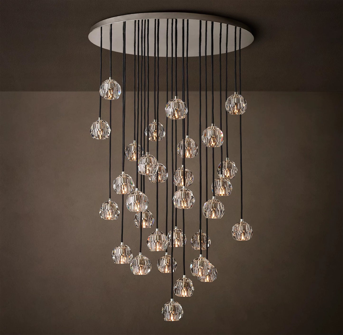 Crystal Ball Clear Glass Round Cluster Chandelier 14 inch