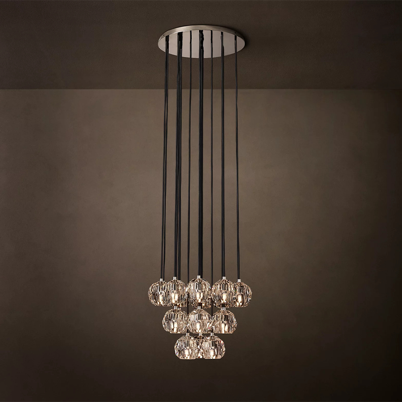 Crystal Ball Clear Glass Round Cluster Chandelier 14 inch
