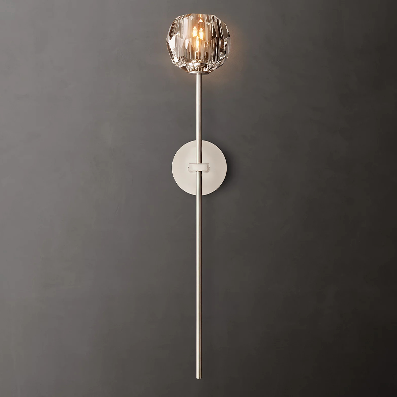 Crystal Ball Clear Glass Large Sconce
