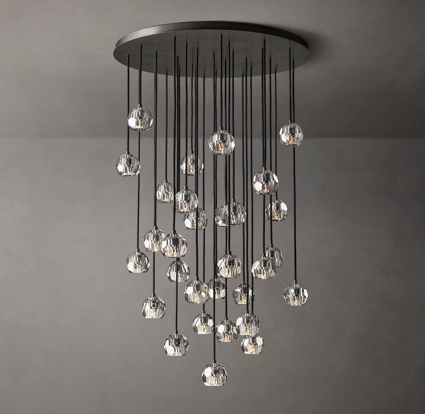 Crystal Ball Clear Glass Round Cluster Chandelier 14 inch