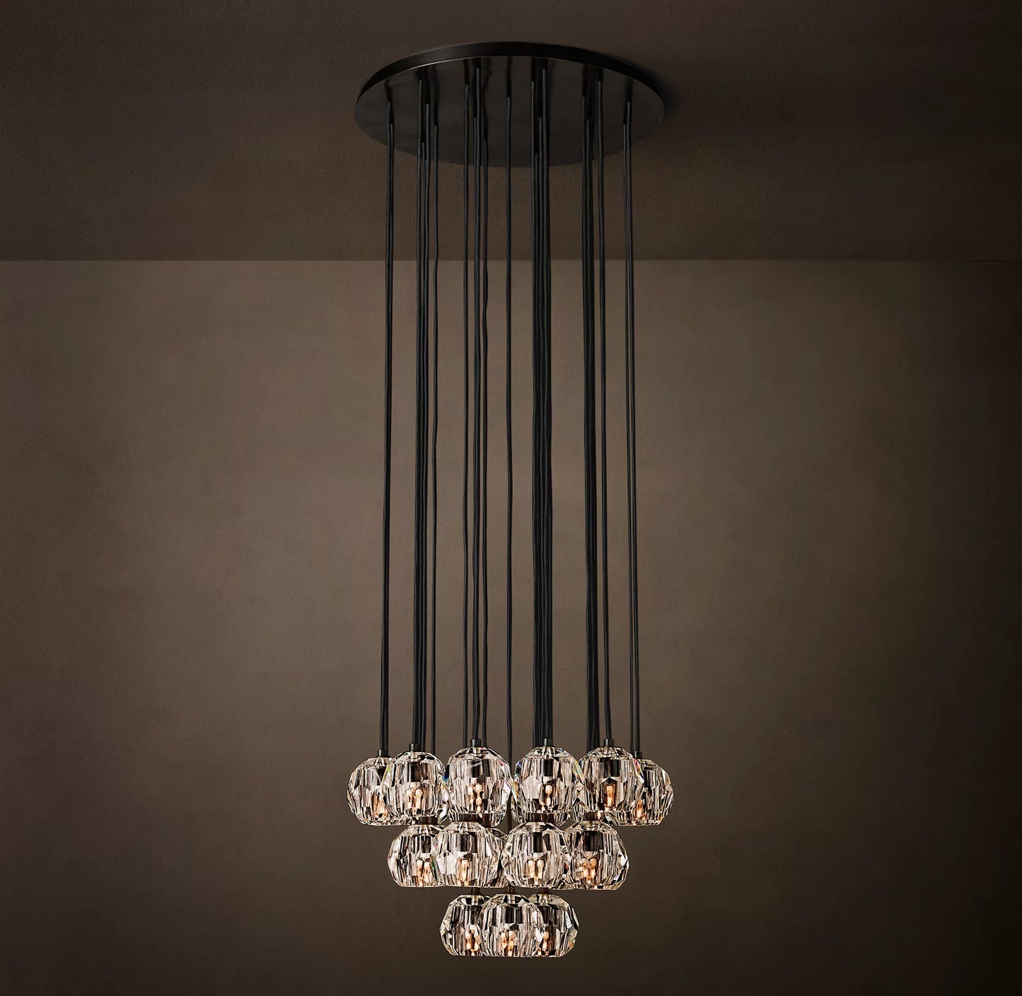 Crystal Ball Clear Glass Round Cluster Chandelier 14 inch