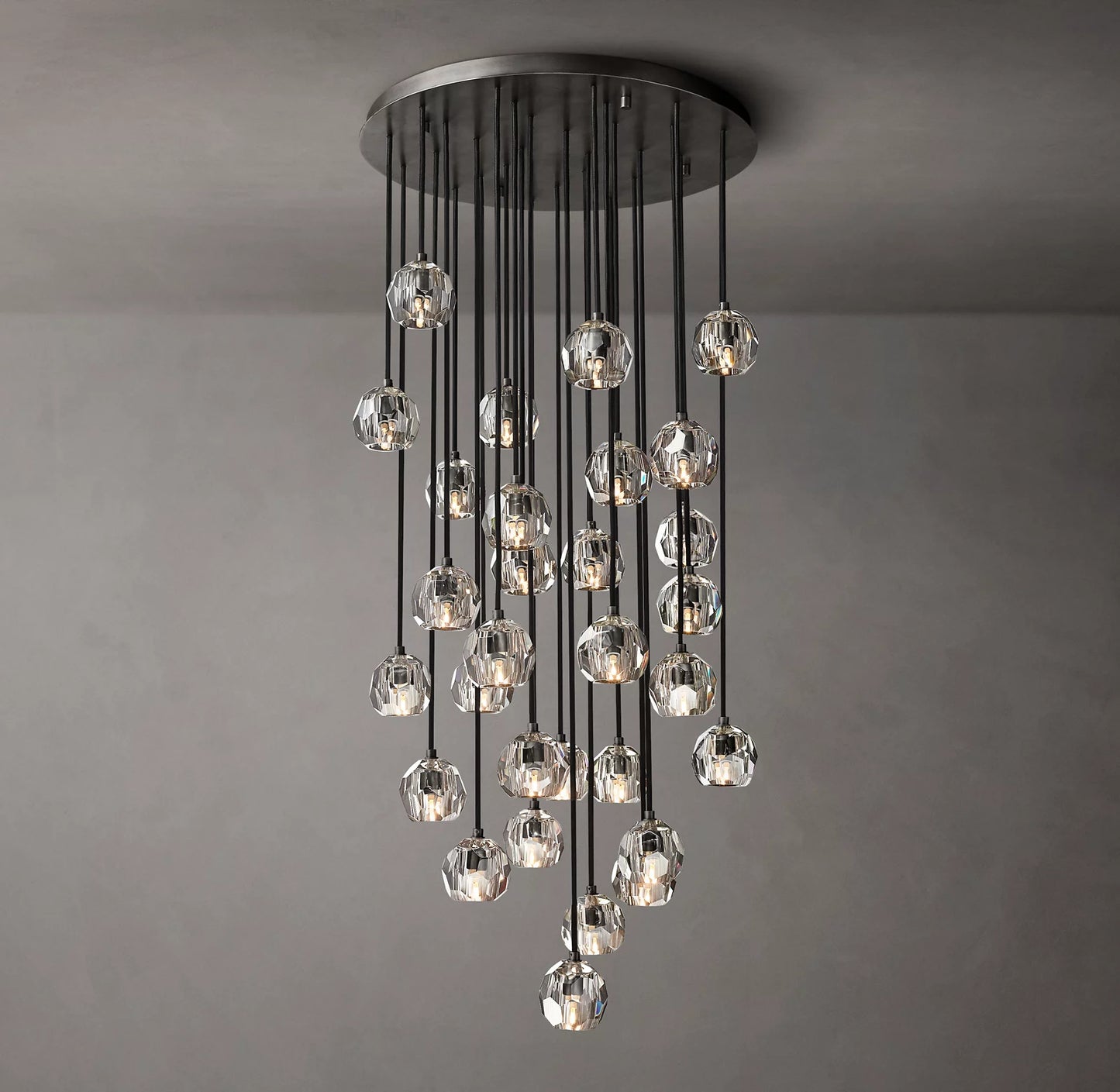 Crystal Ball Clear Glass Round Cluster Chandelier 14 inch