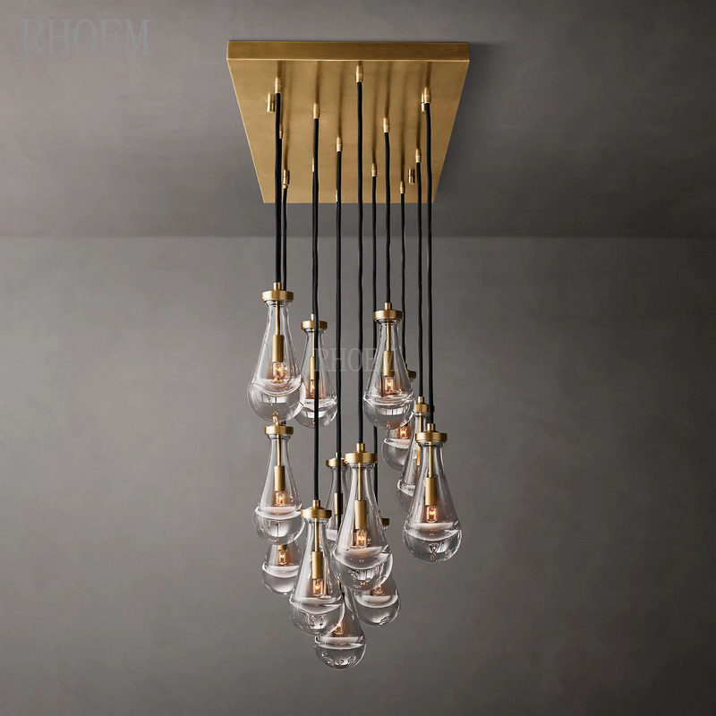 Modern Rectangular Glass Teardrop Pendant Light 72″W x 24″D