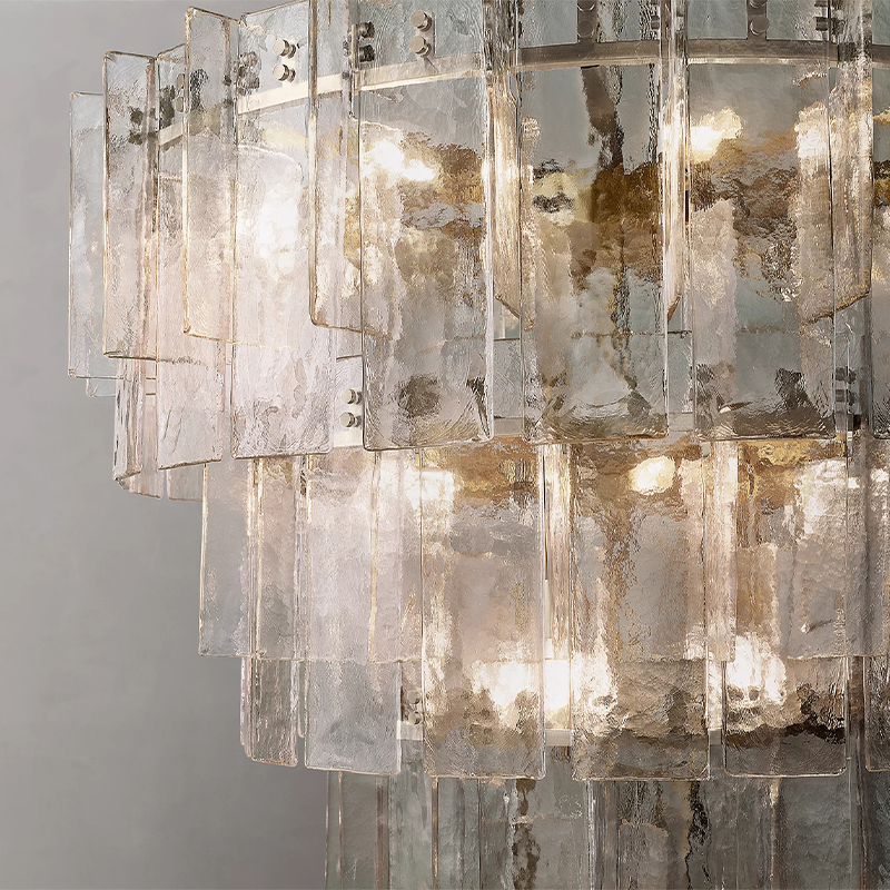 Lattice Clear Glass Tiered Round Chandelier 36 inch