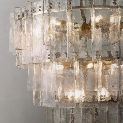 Lattice Clear Glass Tiered Round Chandelier 36 inch