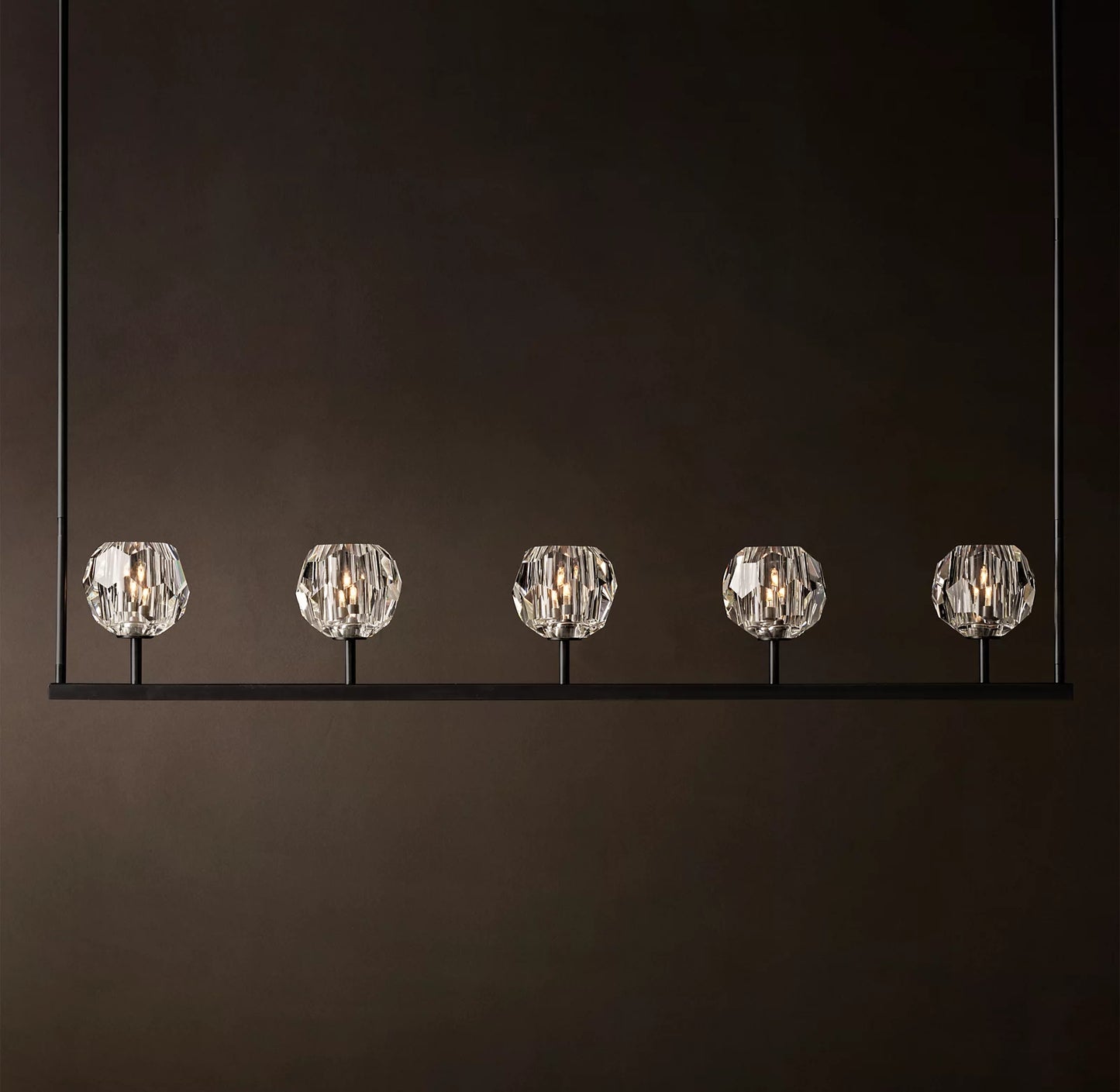 Crystal Ball Clear Glass Linear Chandelier 48 inch