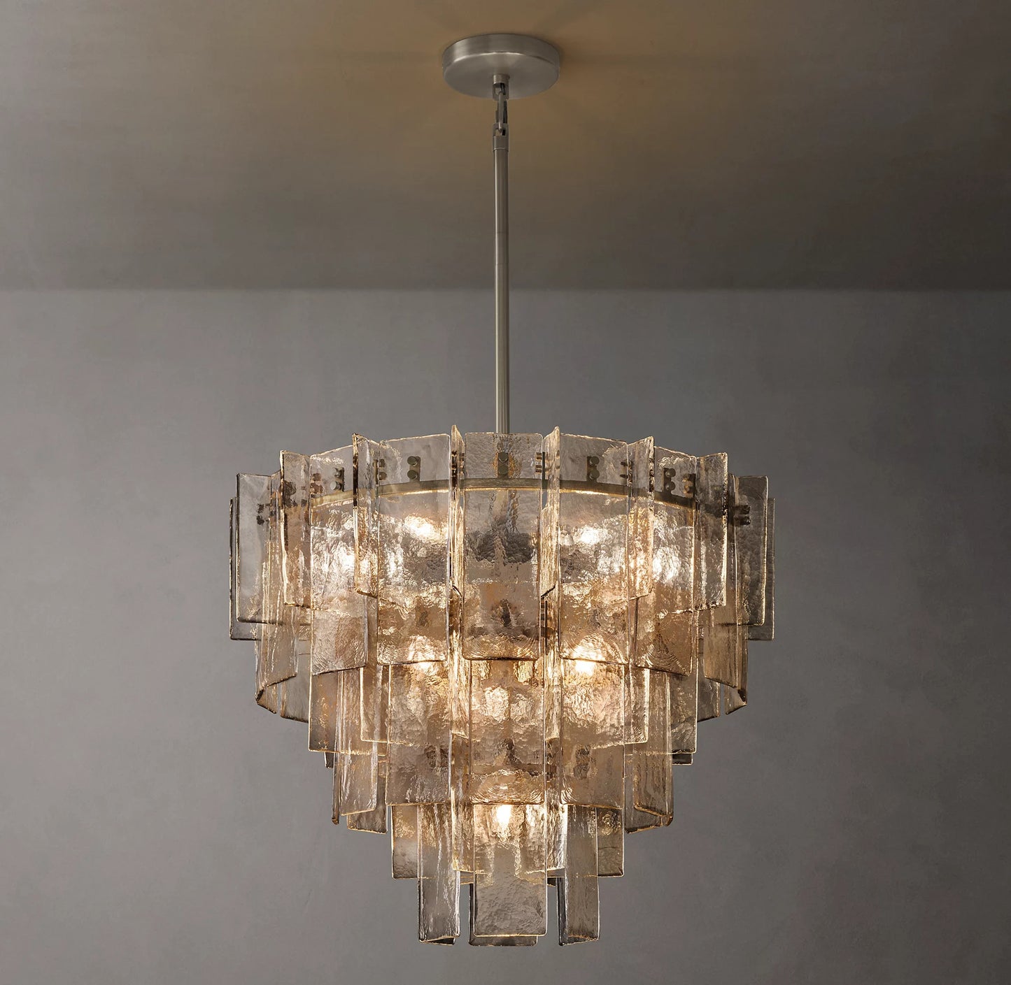 Lattice Clear Glass Tiered Round Chandelier 36 inch