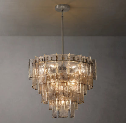 Lattice Clear Glass Tiered Round Chandelier 36 inch