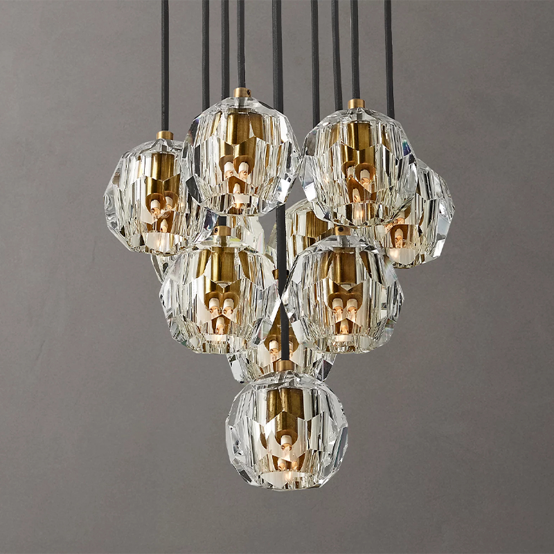 Crystal Ball Clear Glass Round Cluster Chandelier 14 inch