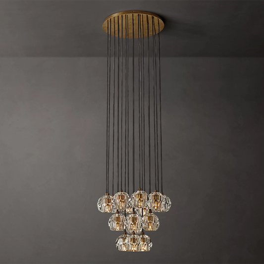 Crystal Ball Clear Glass Round Cluster Chandelier 19 inch