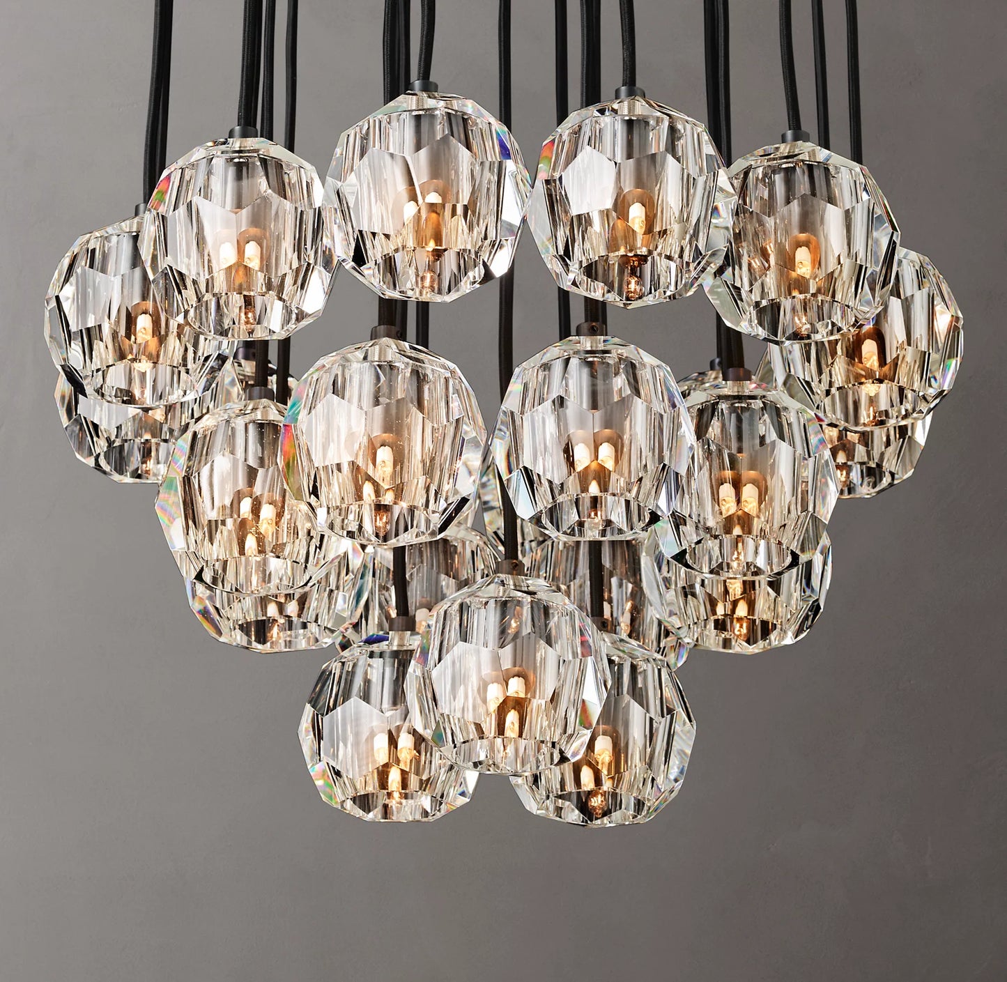 Crystal Ball Clear Glass Round Cluster Chandelier 14 inch