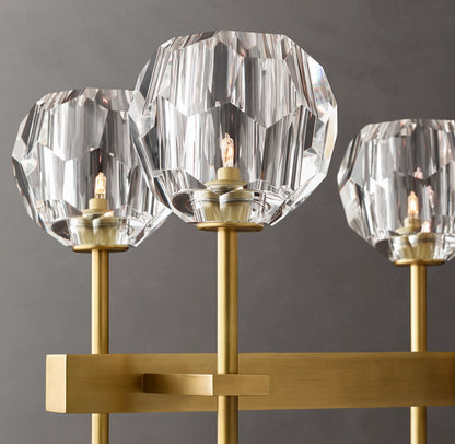 Crystal Ball Clear Glass Double Linear Chandelier 60 inch