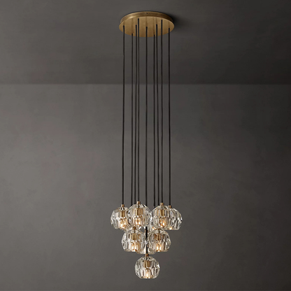 Crystal Ball Clear Glass Round Cluster Chandelier 14 inch