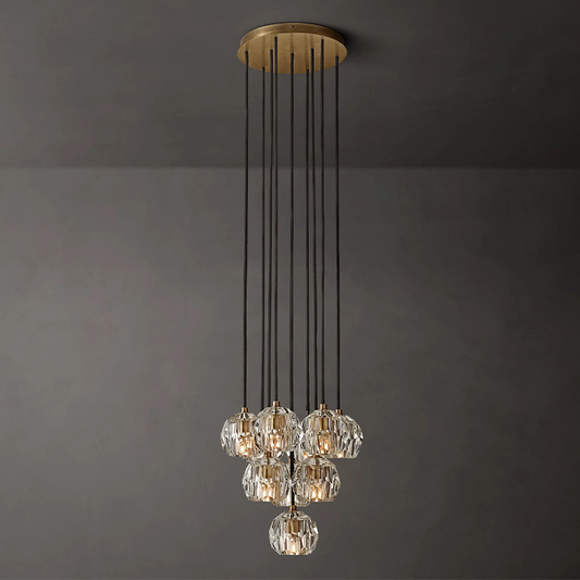 Crystal Ball Clear Glass Round Cluster Chandelier 14 inch