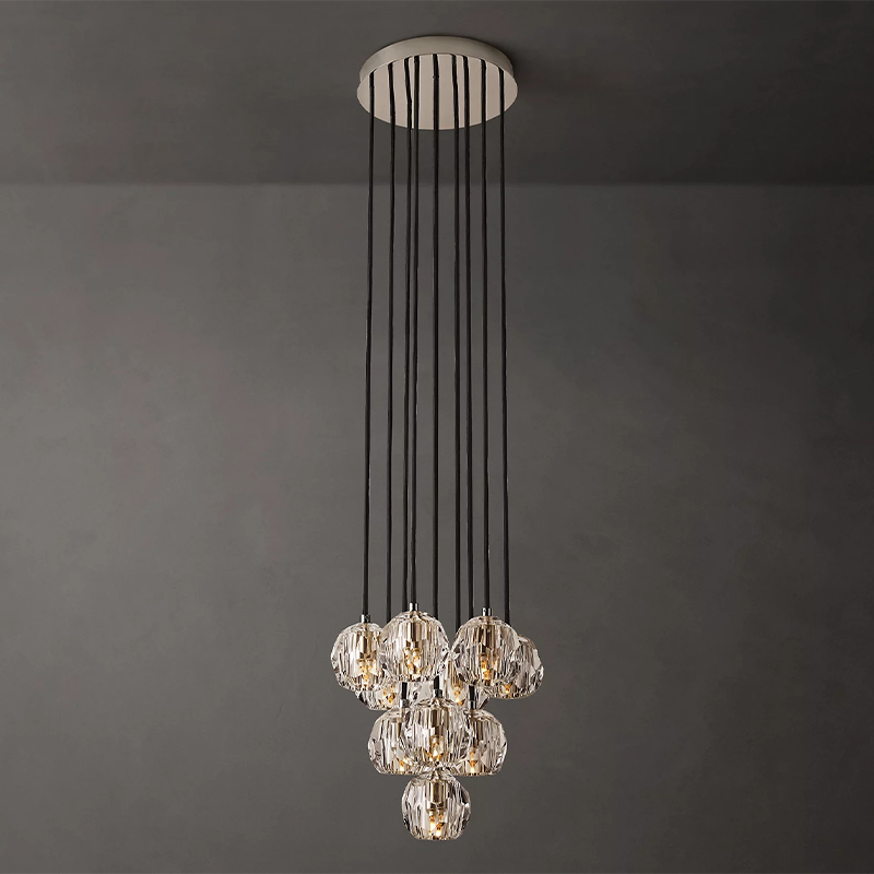 Crystal Ball Clear Glass Round Cluster Chandelier 14 inch
