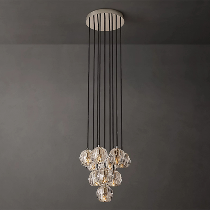 Crystal Ball Clear Glass Round Cluster Chandelier 14 inch