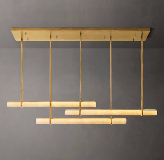 Audubon Alabaster Triple Bar Linear Chandelier 60 inch
