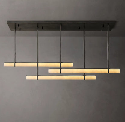 Audubon Alabaster Triple Bar Linear Chandelier 60 inch