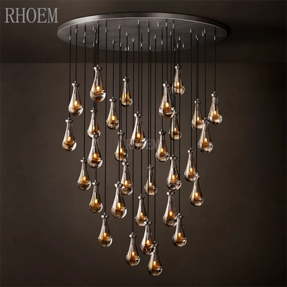 Modern 47" Raindrop Crystal Chandelier | Luxury Round Lighting