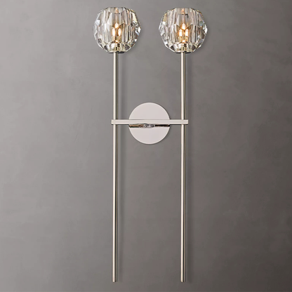 Crystal Ball Clear Glass Large Double Sconce 12 inch