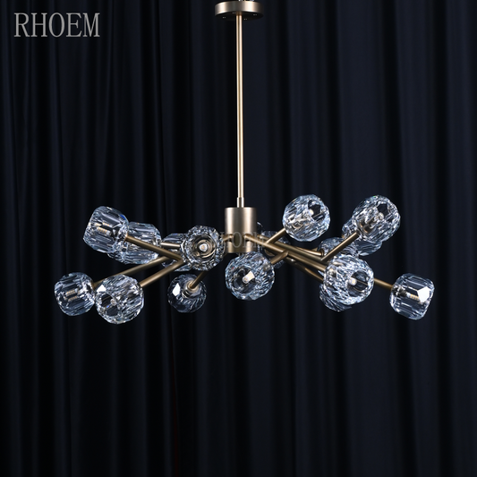 Modern Boule De Cristal Clear Glass Spheres Chandelier