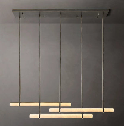 Audubon Alabaster Triple Bar Linear Chandelier 60 inch
