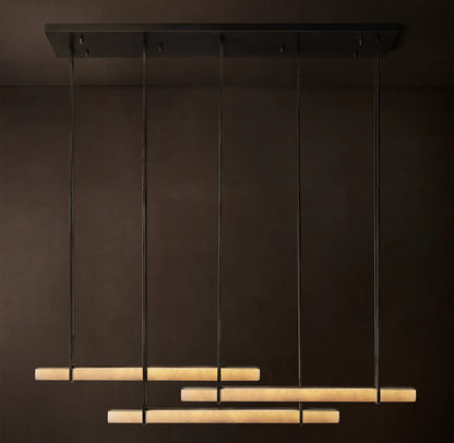 Audubon Alabaster Triple Bar Linear Chandelier 60 inch