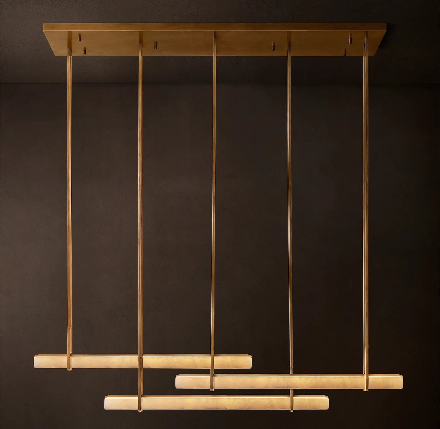 Audubon Alabaster Triple Bar Linear Chandelier 60 inch