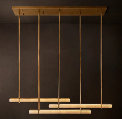 Audubon Alabaster Triple Bar Linear Chandelier 60 inch