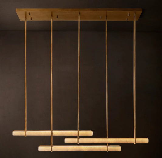 Audubon Alabaster Triple Bar Linear Chandelier 72 inch
