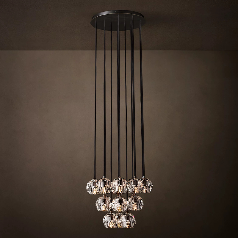 Crystal Ball Clear Glass Round Cluster Chandelier 14 inch