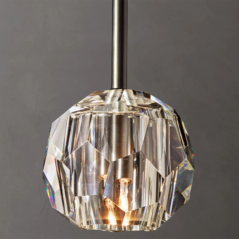 Crystal Ball Clear Glass Rod Pendant 5 inch