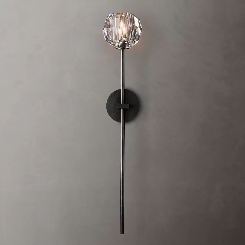 Crystal Ball Clear Glass Large Sconce
