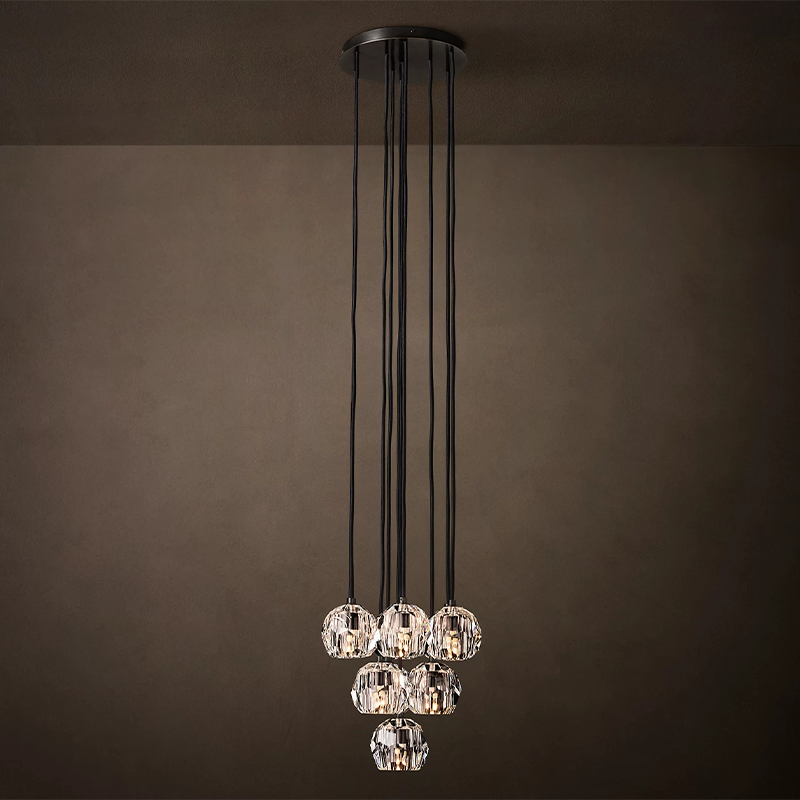 Crystal Ball Clear Glass Round Cluster Chandelier 14 inch