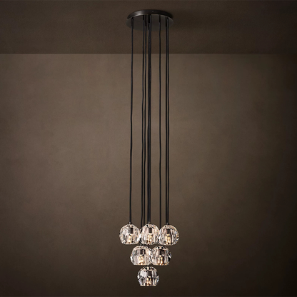 Crystal Ball Clear Glass Round Cluster Chandelier 14 inch